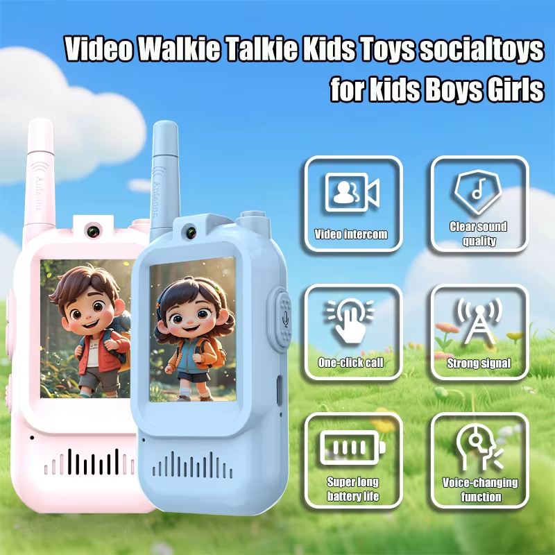 JK200 Kids Video Walkie Talkie with HD Screen USB-C Rechargeable One-Click Intercom for Children Gadgets Technology Gift