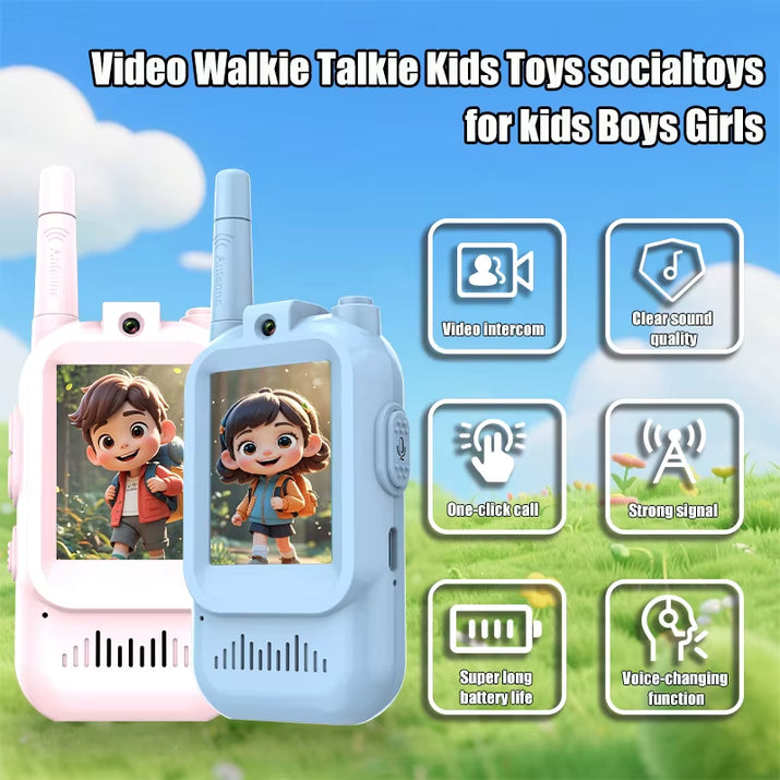 JK200 Kids Video Walkie Talkie with HD Screen USB-C Rechargeable One-Click Intercom for Children Gadgets Technology Gift