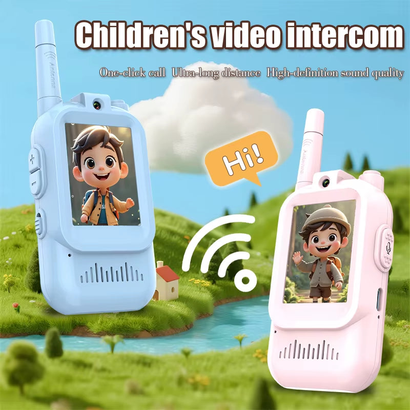 JK200 Kids Video Walkie Talkie with HD Screen USB-C Rechargeable One-Click Intercom for Children Gadgets Technology Gift